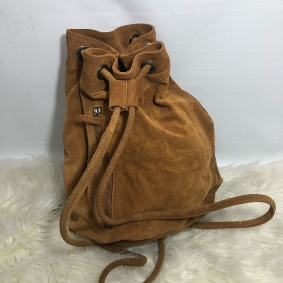 Anthropologie Handbags - New! Anthropologie Suede Drawstring Backpack
